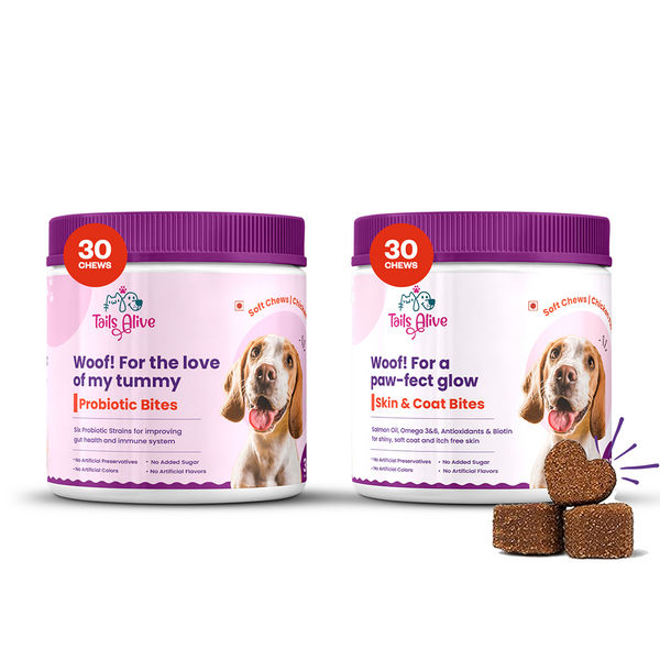 TailsAlive Probiotic Chicken Flavor and Skin & Coat Soft Chews Supplements for Dogs