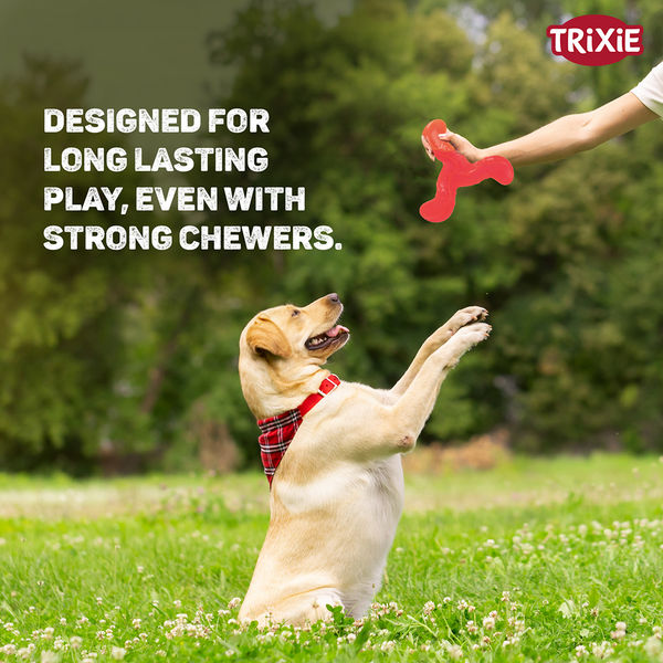 Trixie Triplex Bungee Boomerang Chew Toy for Dogs (Red)