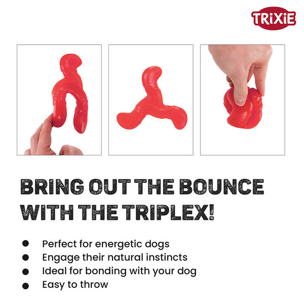 Trixie Triplex Bungee Boomerang Chew Toy for Dogs (Red)