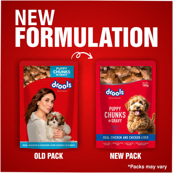 Drools Real Chicken & Chicken Liver Chunks in Gravy Puppy Dog Wet Food