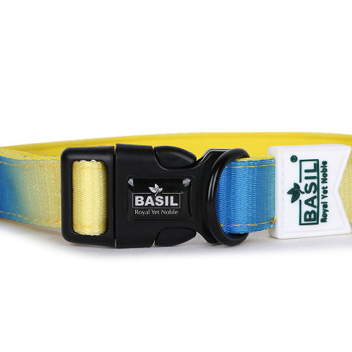 Basil Adjustable Padded Collar for Dogs (Blue/Yellow)