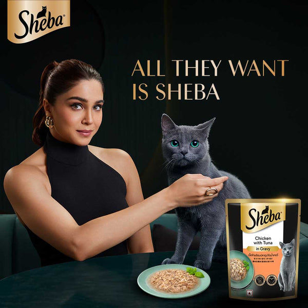 Sheba Chicken With Tuna In Gravy Rich Premium Adult Fine Cat Wet Food