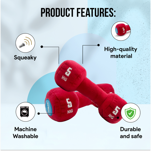 Goofy Tails Gym Series Dumbbell Plush Toy for Dogs (Red)