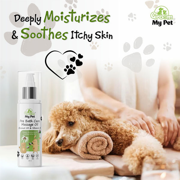 Groom My Pet  Pre Bath Care & Massage Oil with Coconut Oil & Vitamin E Dogs and Cats