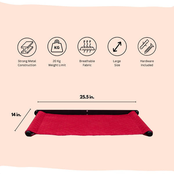 FurryLiving Kiki Wall Mounted Perch for Cats (Black/Red)