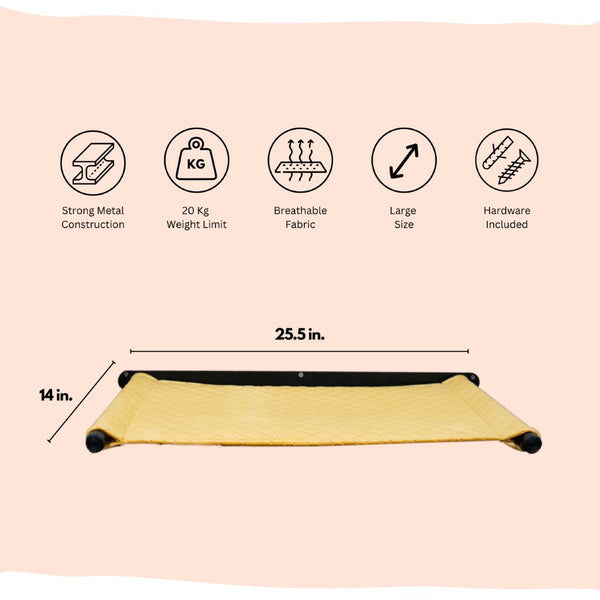 FurryLiving Kiki Wall Mounted Perch for Cats (Black/Yellow)