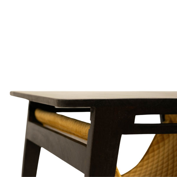 FurryLiving Lola Side Table with Perch Fabric for Cats (Dark Brown/Red)