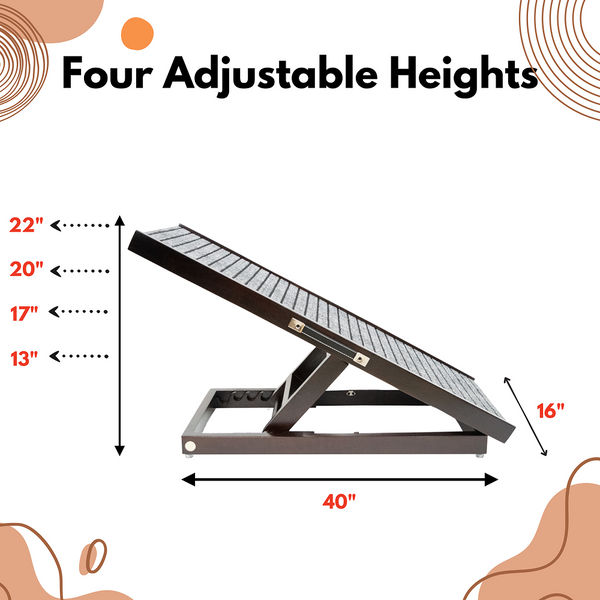 FurryLiving Wooden Ramp for Dogs and Cats (Dark Brown)