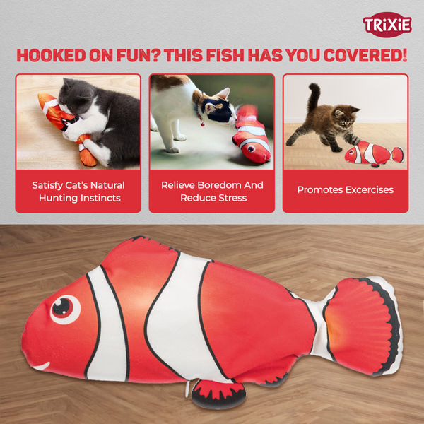 Trixie Wiggly Clown Fish Toy for Cats (Red)
