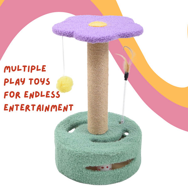 FurryLiving Bloom Multi Level Cat Tree Scratcher 3 in 1 Interactive Toy Tower for Cats