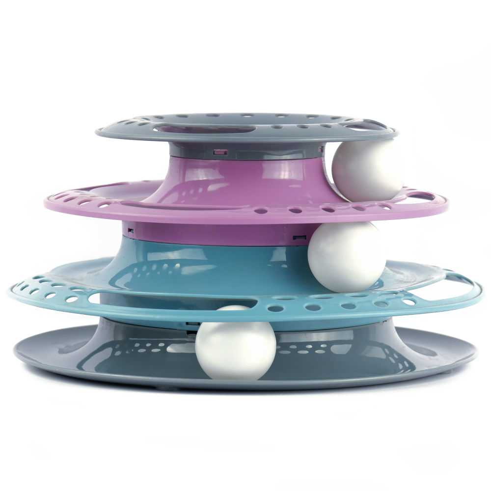 Trixie Circle Tower Catch the Balls Toy for Cats (Grey/Pink/Blue)