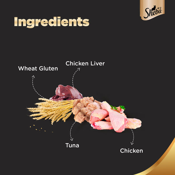 Sheba Chicken Loaf, Chicken With Tuna and Tuna Pumpkin & Carrot In Gravy Rich Premium Adult Fine Cat Wet Food Combo