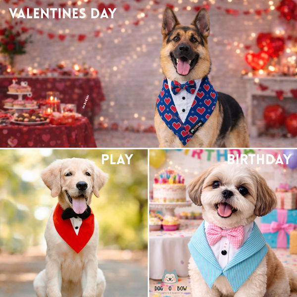 Dogobow Tuxedo Bandana for Dogs (Red) (Get a Bow Free)