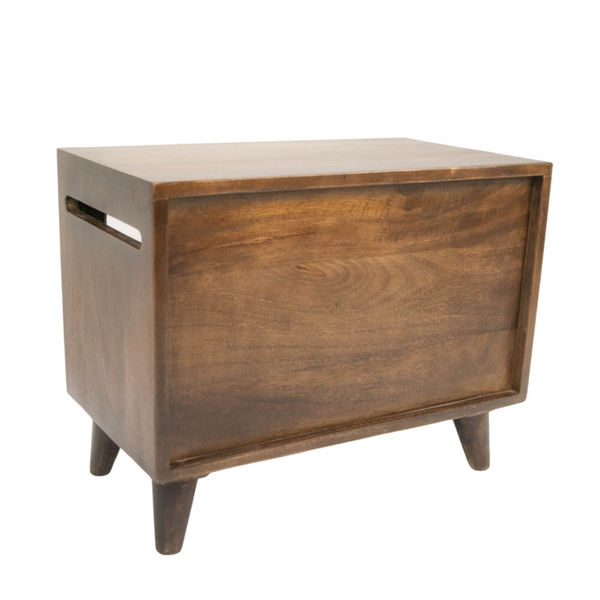 FurryLiving Telly Side Table with Cushion for Small Dogs and Cats (Dark Brown/Red Cushion)