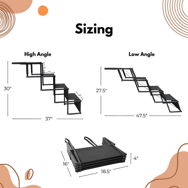 FurryLiving Foldable Pet Stair Ramp for Dogs and Cats (Black)