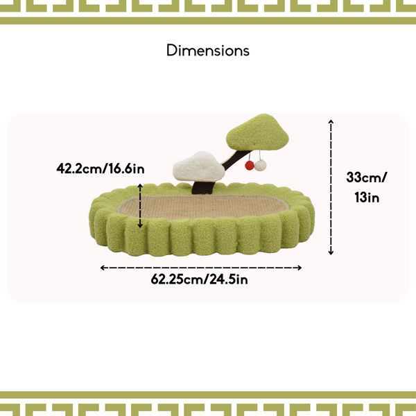 FurryLiving Zen Garden Bed and Scratcher Mat with Hanging Toy for Cats