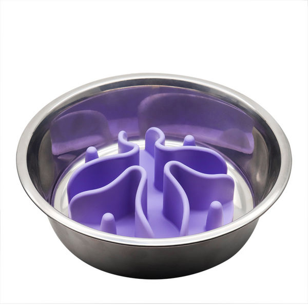 Talking Dog Club Slow Feeder Bowl Attachment for Dogs and Cats (Purple)