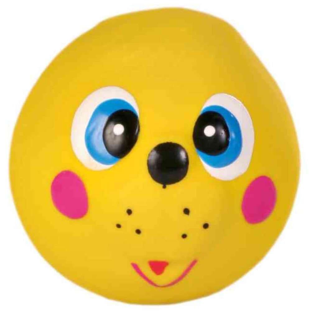 Trixie Animal Faces Latex Ball Toy for Dogs (Yellow)