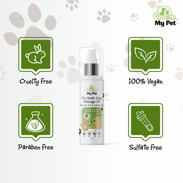 Groom My Pet  Pre Bath Care & Massage Oil with Coconut Oil & Vitamin E Dogs and Cats