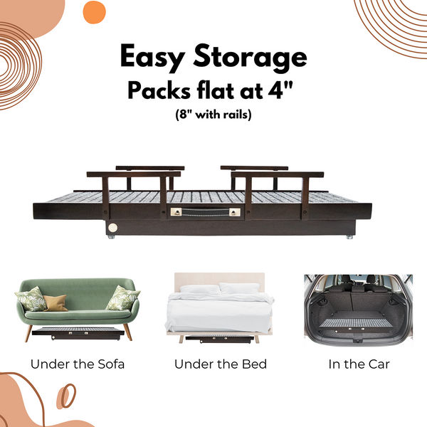 FurryLiving Wooden Ramp with Safety Rails for Dogs and Cats (Dark Brown)