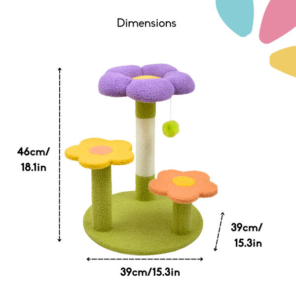 FurryLiving Petunia Multi Level Cat Tree with Scratching Post and Hanging Toy for Cats & Kittens