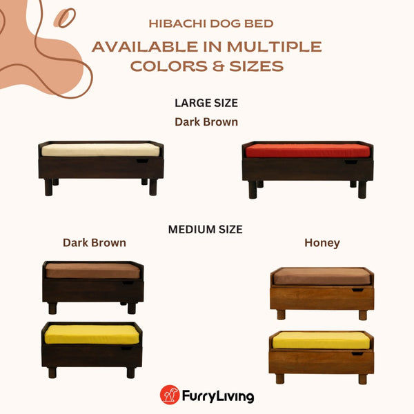 FurryLiving Hibachi Bed with Storage for Dogs (Honey/Yellow Cushion)