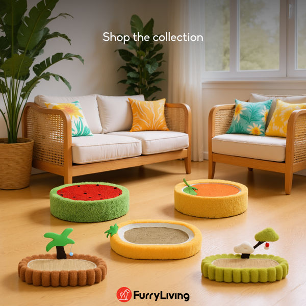 FurryLiving Zen Garden Bed and Scratcher Mat with Hanging Toy for Cats
