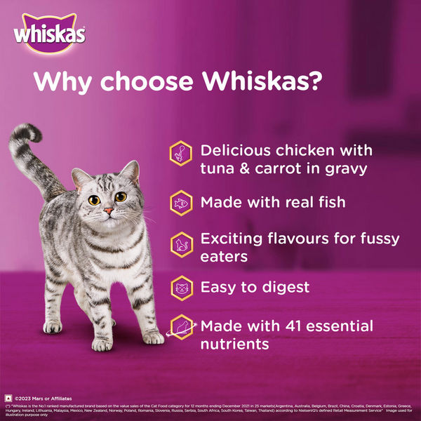 Whiskas Chicken With Tuna And Carrot in Gravy Tasty Mix Adult Cat Wet Food
