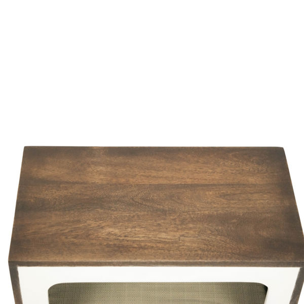 FurryLiving Telly Side Table with Cushion for Small Dogs and Cats (Dark Brown/Red Cushion)