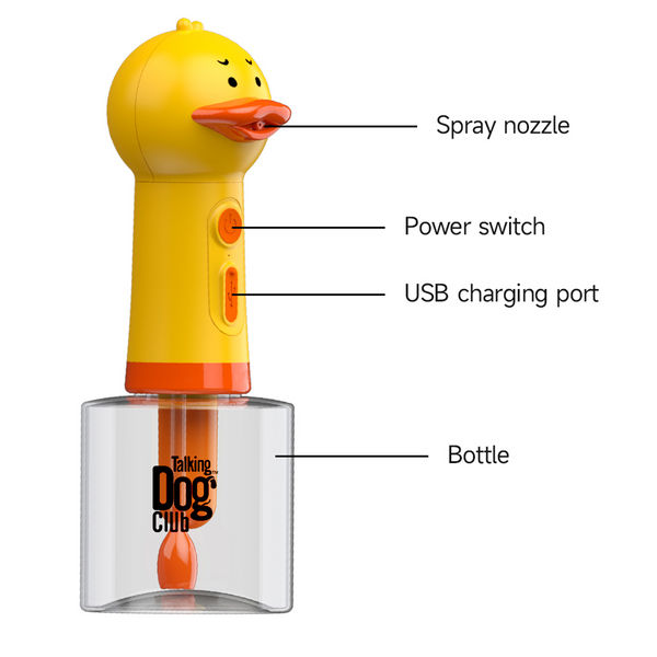 Talking Dog Club Oh Duck Shampoo Dispenser Spray with Free Bath brush for Dogs and Cats (Yellow)