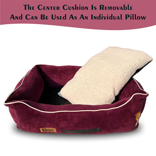 Petter World Ultra Luxury Micro Lounger Bed With Removable Sherpa for Dogs (Mulled Wine)