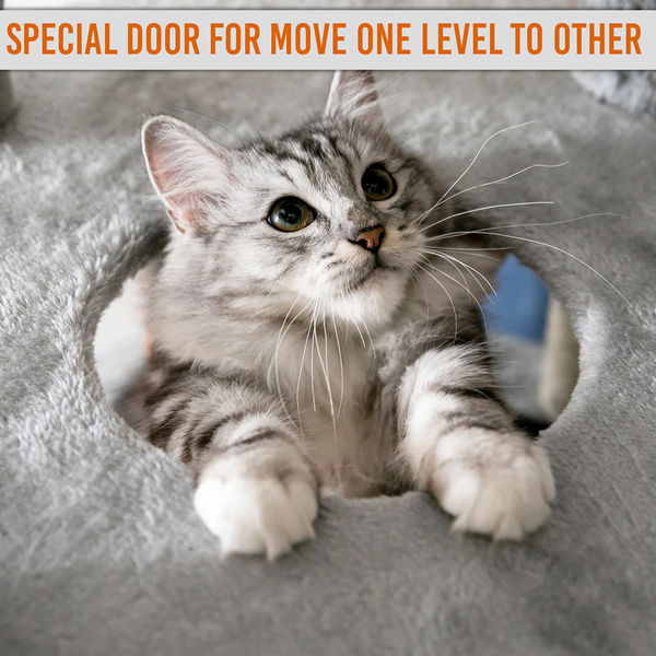 Furrlovers Multi-Level Cat Tree Tower with Scratching Posts, Hammock & Condo (Grey)