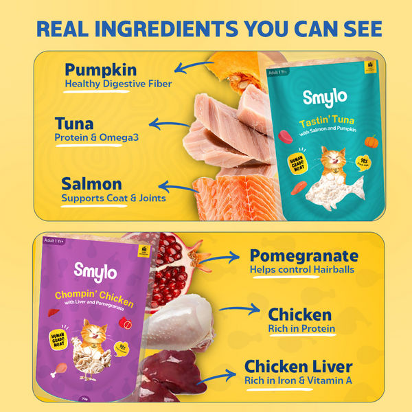 Smylo Adult Trial Box, Tuna, Chicken & Mackerel, Fresh & No-Preservative Wet Cat Food