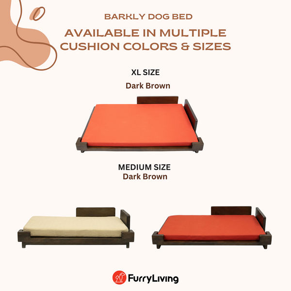 FurryLiving Barkly Bed with Cushion for Dogs (Dark Brown/Cream Cushion)