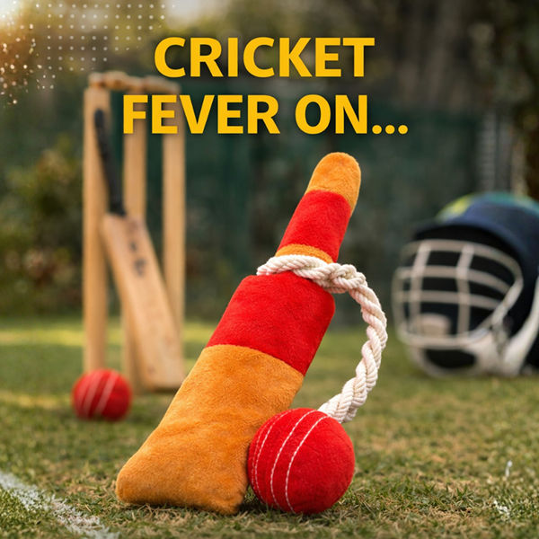 Pawgypets Cricket Fever Doggo Plush with Rope Toy for Dogs (Brown and Red)