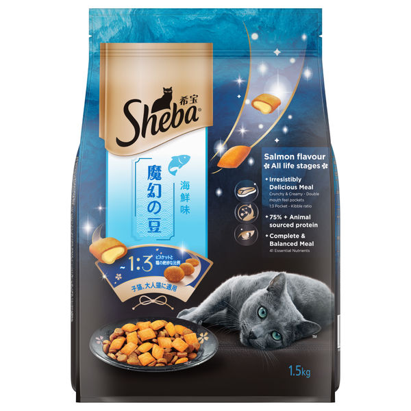 Sheba Complete Nutrition Tuna White Meat & Snapper In Gravy Cat Wet Food and Salmon Flavour Irresistible Cat Dry Food Combo