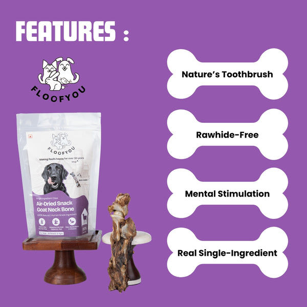 Floofyou Air Dried Goat Neck Bone Dental Chew Dog Treats