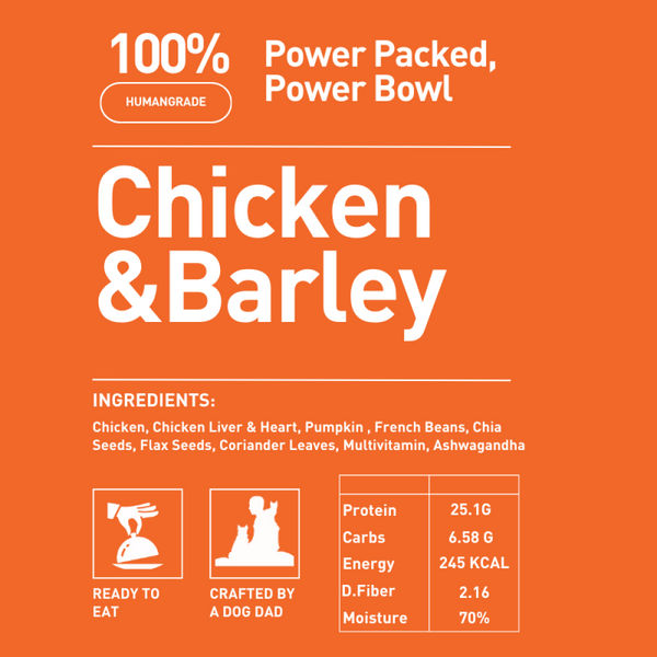 Homiee & Ginger Power Bowl Chicken & Barley Fresh Food for Dogs