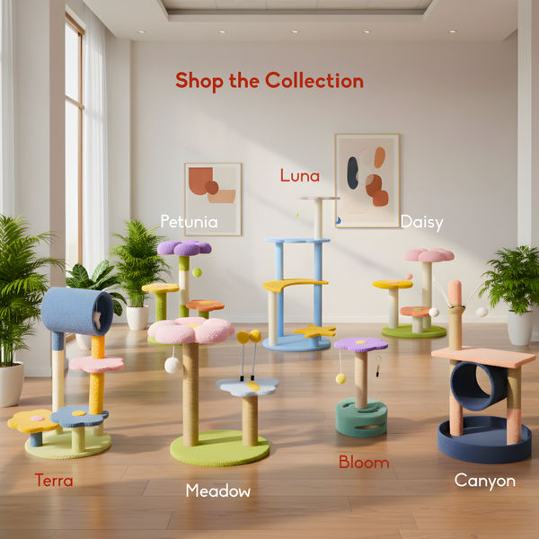 FurryLiving Luna Tree Multi Level with Scratching Posts and Hanging Toy for Cat