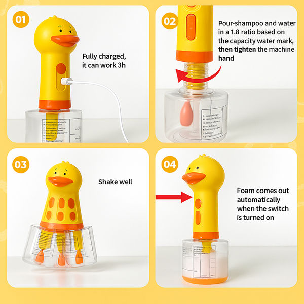 Talking Dog Club Oh Duck Shampoo Dispenser Spray with Free Bath brush for Dogs and Cats (Yellow)