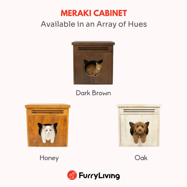 FurryLiving Meraki Cabinet with Cushion for Small Dogs and Cats (Dark Brown/ Red Cushion)