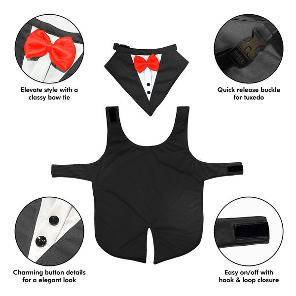 PawsIndia Black and White Tuxedo Suit for Dogs