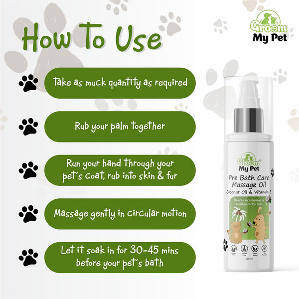 Groom My Pet  Pre Bath Care & Massage Oil with Coconut Oil & Vitamin E Dogs and Cats