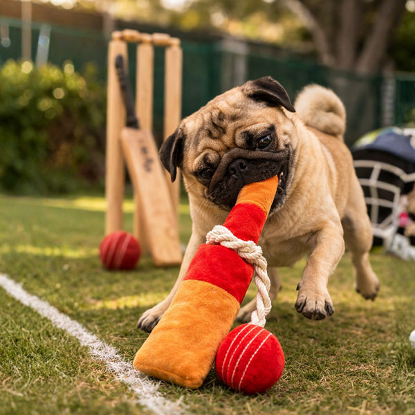 Pawgypets Cricket Fever Doggo Plush with Rope Toy for Dogs (Brown and Red)