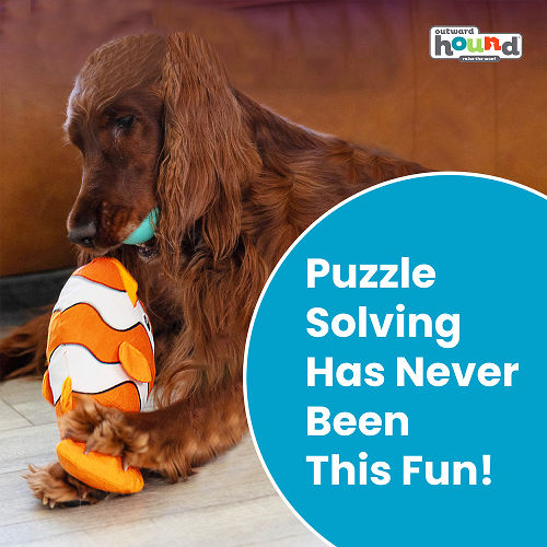 Outward Hound Big Mouth Clown Fish Plush Toy for Dogs (Orange)