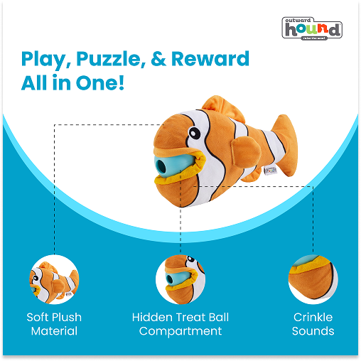 Outward Hound Big Mouth Clown Fish Plush Toy for Dogs (Orange)