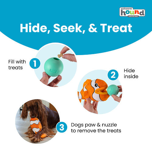 Outward Hound Big Mouth Clown Fish Plush Toy for Dogs (Orange)