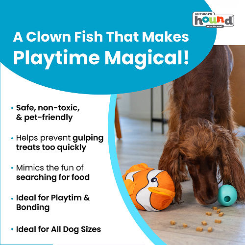 Outward Hound Big Mouth Clown Fish Plush Toy for Dogs (Orange)