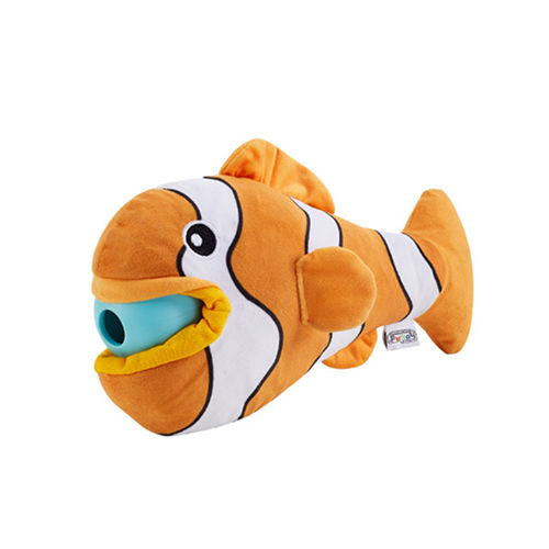Outward Hound Big Mouth Clown Fish Plush Toy for Dogs (Orange)