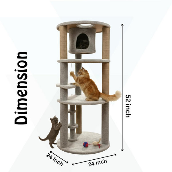 Furrlovers Multi Level Cat Tree with Condo & Jute Scratching Posts (Grey)